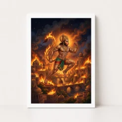 hanuman burning lanka fire night ramayana epic art 09 white main