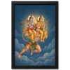 hanuman carrying ram laxman flying blue sky devotional art 14 black main