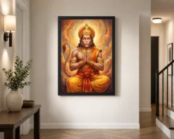 hanuman chalisa inspired devotional saffron gold art 25 black 2
