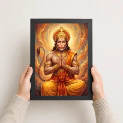 hanuman chalisa inspired devotional saffron gold art 25 black 3