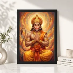 hanuman chalisa inspired devotional saffron gold art 25 black 4