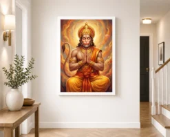 hanuman chalisa inspired devotional saffron gold art 25 white 2