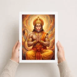 hanuman chalisa inspired devotional saffron gold art 25 white 3