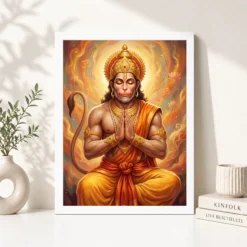 Alternative view of Hanuman Chalisa Inspired Devotional Saffron Gold Art Photo Frame