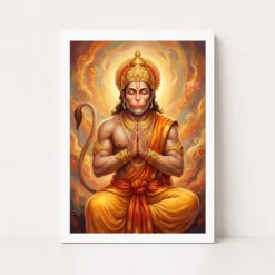hanuman chalisa inspired devotional saffron gold art 25 white main