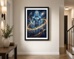hanuman cosmic galaxy stars divine energy blue gold art 21 black 2