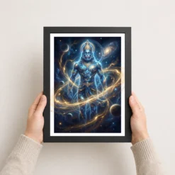 hanuman cosmic galaxy stars divine energy blue gold art 21 black 3