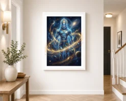 hanuman cosmic galaxy stars divine energy blue gold art 21 white 2