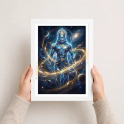 hanuman cosmic galaxy stars divine energy blue gold art 21 white 3