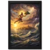 Hanuman Flying Ocean Lanka Golden Glow Ramayana Art Photo Frame 16 hanuman flying ocean lanka golden glow ramayana art 03 black main