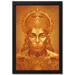Hanuman Geometric Mandala Orange Gold Sacred Geometry Art Photo Frame