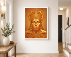 hanuman geometric mandala orange gold sacred geometry art 08 white 2