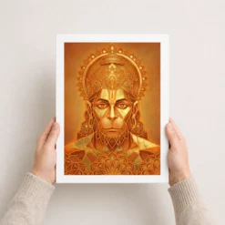 hanuman geometric mandala orange gold sacred geometry art 08 white 3