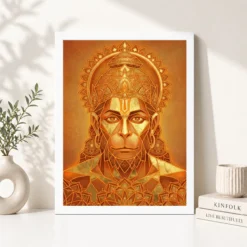 hanuman geometric mandala orange gold sacred geometry art 08 white 4