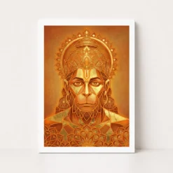 hanuman geometric mandala orange gold sacred geometry art 08 white main