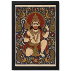 Hanuman Kalamkari Peacock Floral Andhra Traditional Art Photo Frame