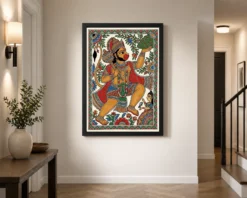hanuman madhubani folk art bihar traditional painting 06 black 2