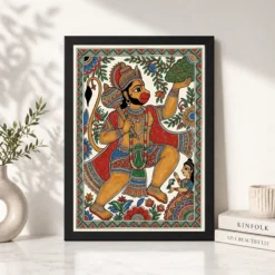 hanuman madhubani folk art bihar traditional painting 06 black 4