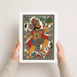 hanuman madhubani folk art bihar traditional painting 06 white 3