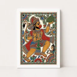 hanuman madhubani folk art bihar traditional painting 06 white main