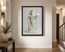 hanuman marble sculpture white gold classical divine art 24 black 2