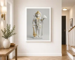 hanuman marble sculpture white gold classical divine art 24 white 2