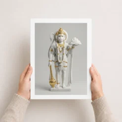 hanuman marble sculpture white gold classical divine art 24 white 3