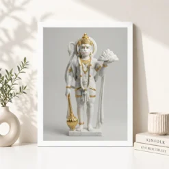 hanuman marble sculpture white gold classical divine art 24 white 4