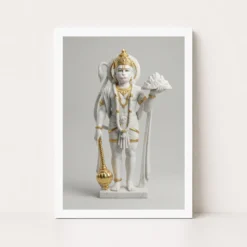 hanuman marble sculpture white gold classical divine art 24 white main