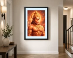 hanuman portrait realistic digital orange glow divine art 10 black 2