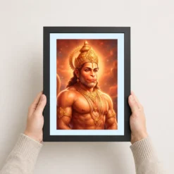 hanuman portrait realistic digital orange glow divine art 10 black 3