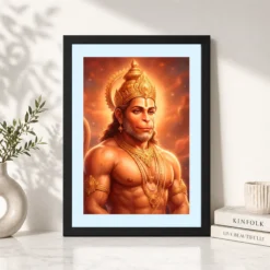 hanuman portrait realistic digital orange glow divine art 10 black 4