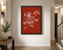 Hanuman Warli Tribal Art White Red Maharashtra Folk Art Photo Frame 14 hanuman warli tribal art white red maharashtra folk art 19 black 2