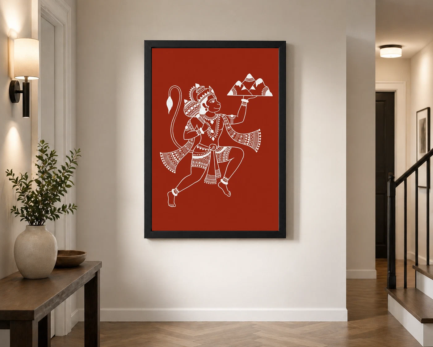 Hanuman Warli Tribal Art White Red Maharashtra Folk Art Photo Frame 7 Hanuman Warli Tribal Art White Red Maharashtra Folk Art Photo Frame - Image 7