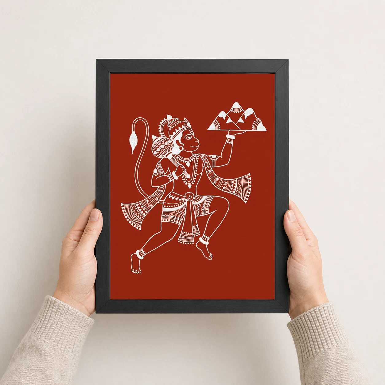 Hanuman Warli Tribal Art White Red Maharashtra Folk Art Photo Frame 8 Hanuman Warli Tribal Art White Red Maharashtra Folk Art Photo Frame - Image 8