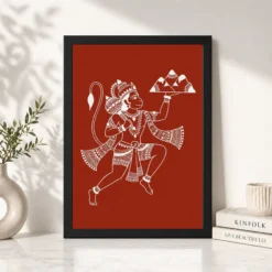 Hanuman Warli Tribal Art White Red Maharashtra Folk Art Photo Frame 13 hanuman warli tribal art white red maharashtra folk art 19 black 4