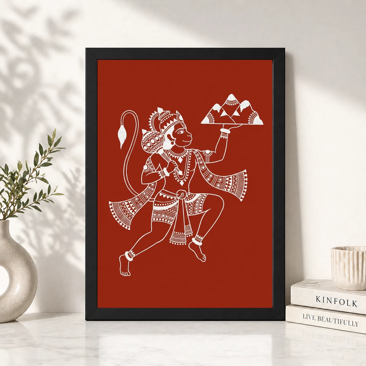 Hanuman Warli Tribal Art White Red Maharashtra Folk Art Photo Frame 6 Hanuman Warli Tribal Art White Red Maharashtra Folk Art Photo Frame - Image 6