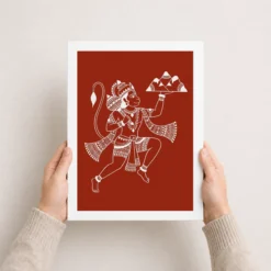 Hanuman Warli Tribal Art White Red Maharashtra Folk Art Photo Frame 12 hanuman warli tribal art white red maharashtra folk art 19 white 3