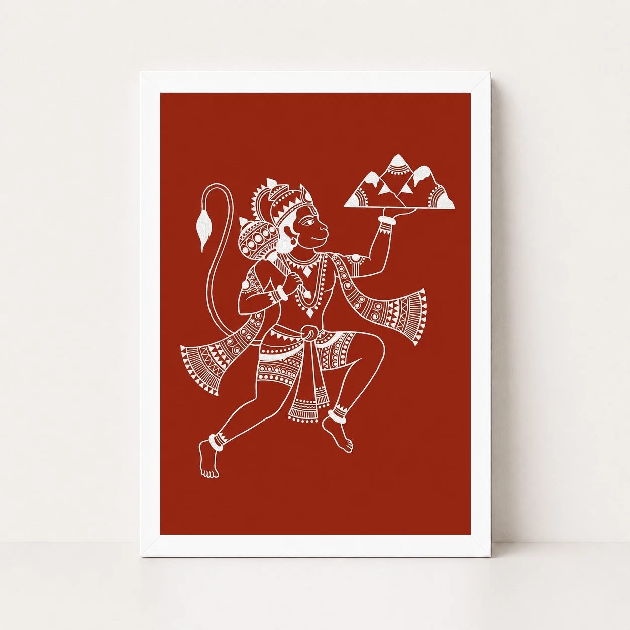 Hanuman Warli Tribal Art White Red Maharashtra Folk Art Photo Frame 3 Hanuman Warli Tribal Art White Red Maharashtra Folk Art Photo Frame - Image 3