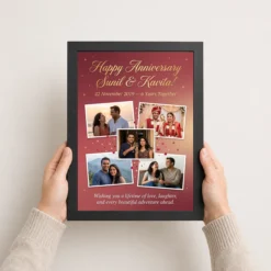happy anniversary heartfelt wishes floral romantic couple photo frame 01 black 3
