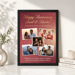 happy anniversary heartfelt wishes floral romantic couple photo frame 01 black 4