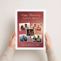 happy anniversary heartfelt wishes floral romantic couple photo frame 01 white 3