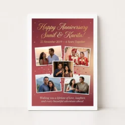 happy anniversary heartfelt wishes floral romantic couple photo frame 01 white main