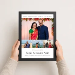 happy anniversary romantic floral wishes celebration couple photo frame 03 black 3