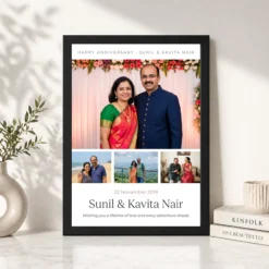 happy anniversary romantic floral wishes celebration couple photo frame 03 black 4