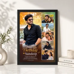 happy birthday boyfriend photo frame with date name black 4