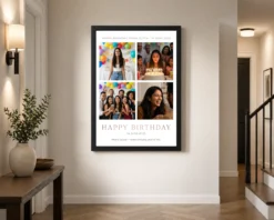 Alternative view of Happy Birthday Collage Frame Gold Glitter Festive Wishes Photo Frame