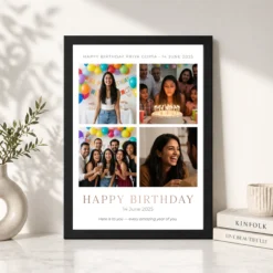 happy birthday collage frame gold glitter festive wishes photo frame 03 black 4