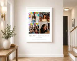 happy birthday collage frame gold glitter festive wishes photo frame 03 white 2