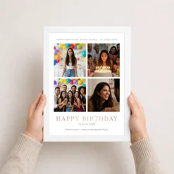 happy birthday collage frame gold glitter festive wishes photo frame 03 white 3